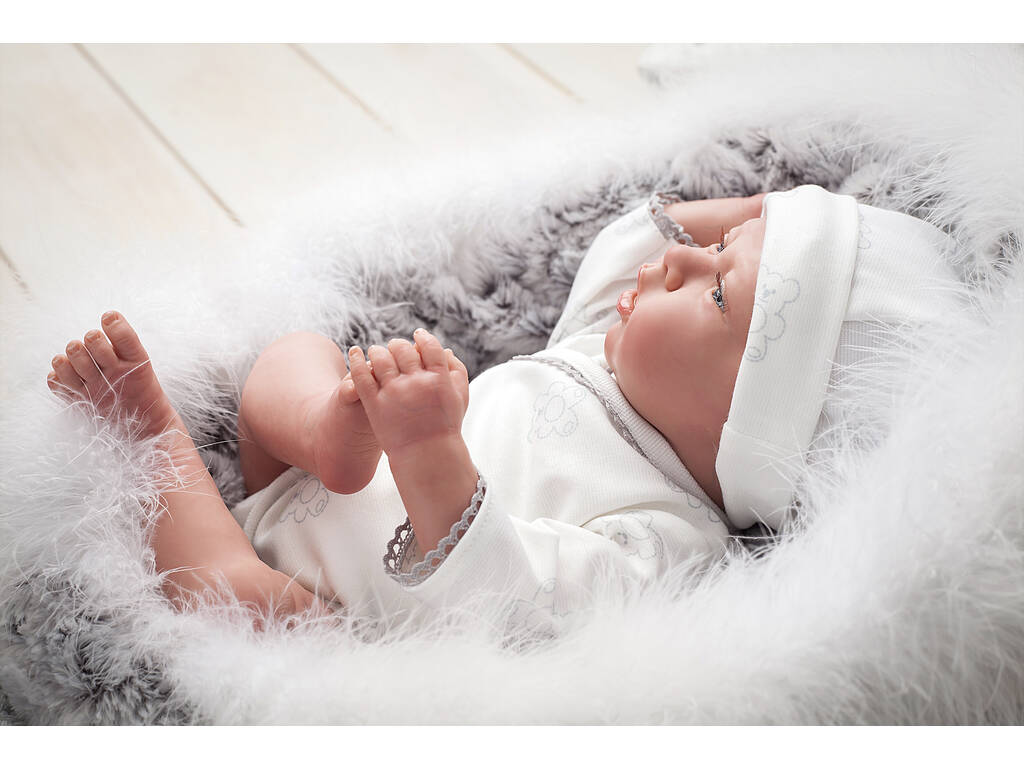 Bambola Reborn Noel 40 cm. Con Culla e Peluche Arias 98048