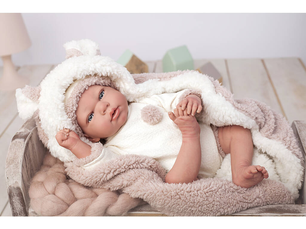 Boneca Reborn Anna 40 cm. Com Manta e Peluche Arias 98053