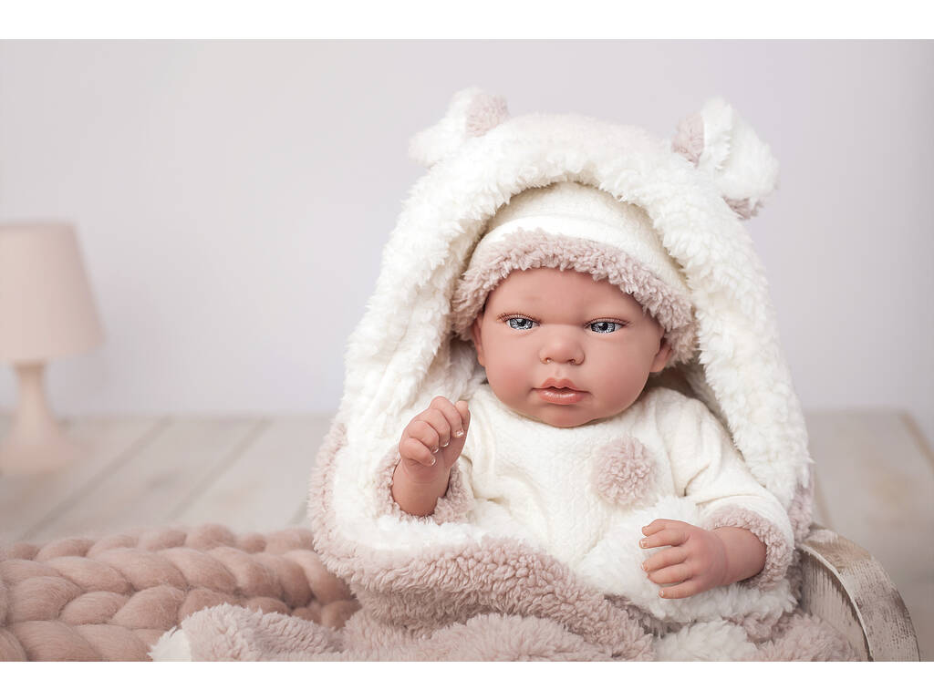 Boneca Reborn Anna 40 cm. Com Manta e Peluche Arias 98053