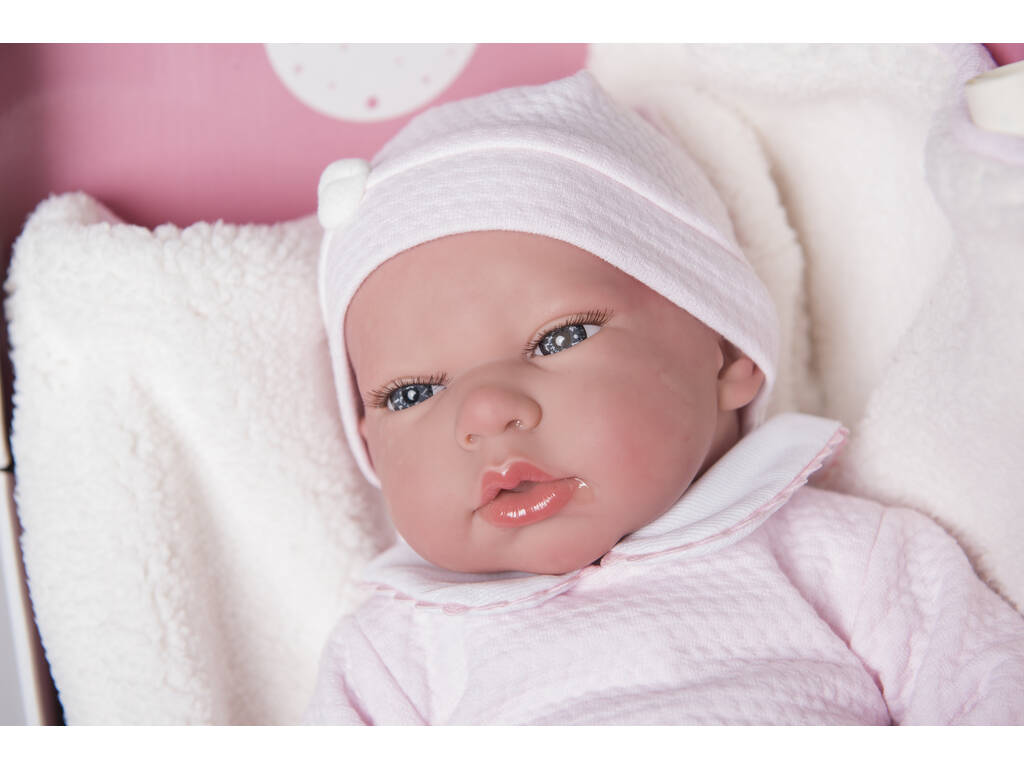 Raquel Reborn Doll 40 cm. Avec couverture et peluche Arias 98056