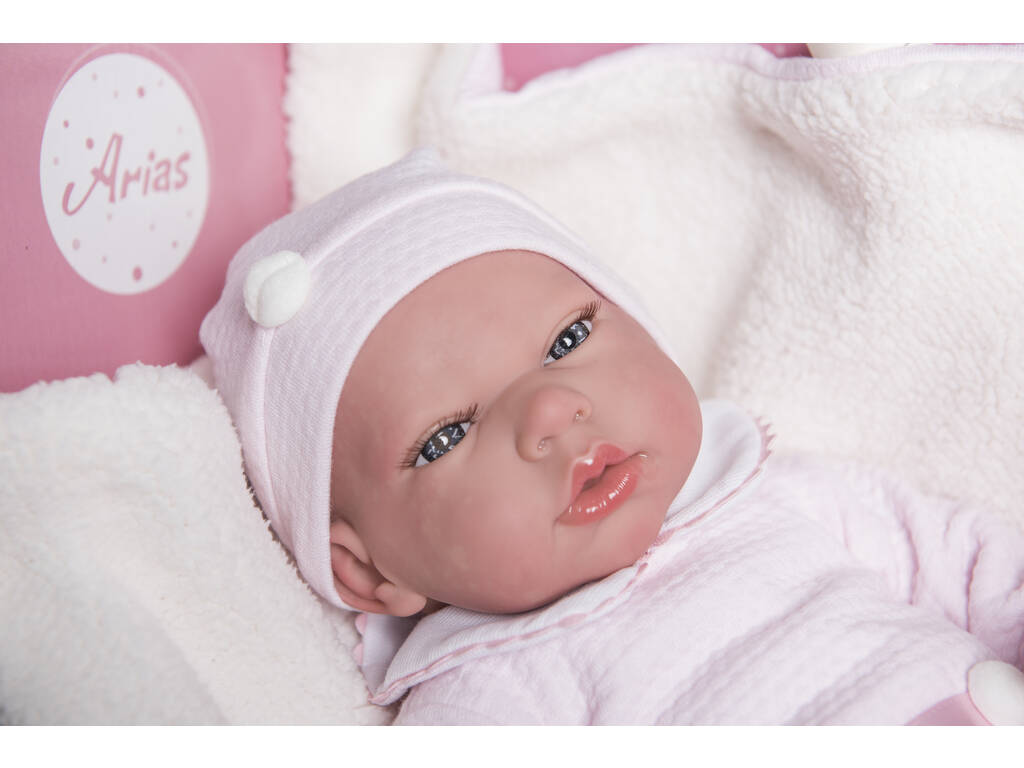 Raquel Reborn Doll 40 cm. Avec couverture et peluche Arias 98056