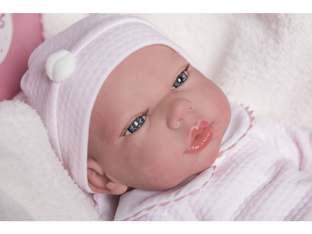 Raquel Reborn Doll 40 cm. Avec couverture et peluche Arias 98056