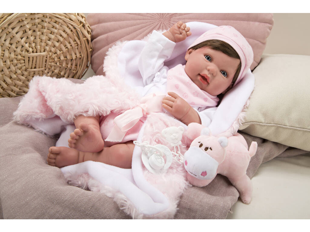 Bambola Reborn Aina 45 cm. Con Coperta e Peluche Arias 98085