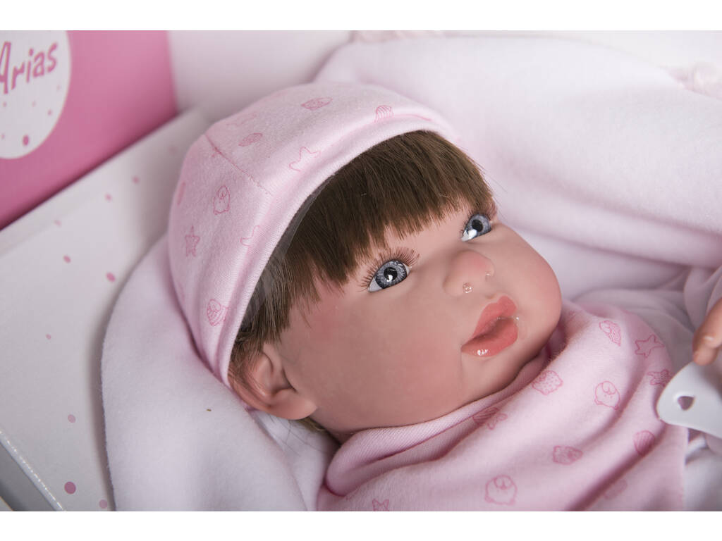 Bambola Reborn Aina 45 cm. Con Coperta e Peluche Arias 98085
