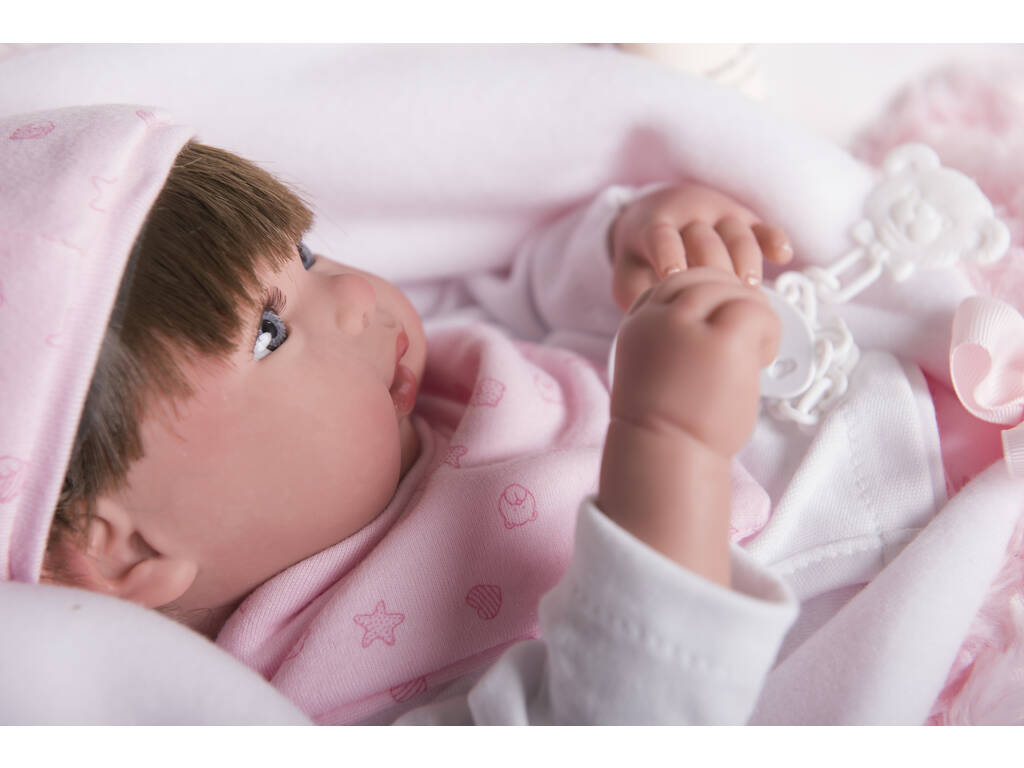 Bambola Reborn Aina 45 cm. Con Coperta e Peluche Arias 98085
