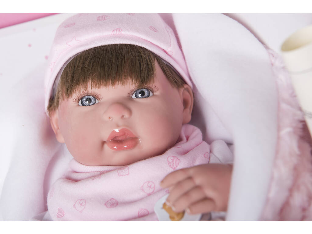 Bambola Reborn Aina 45 cm. Con Coperta e Peluche Arias 98085