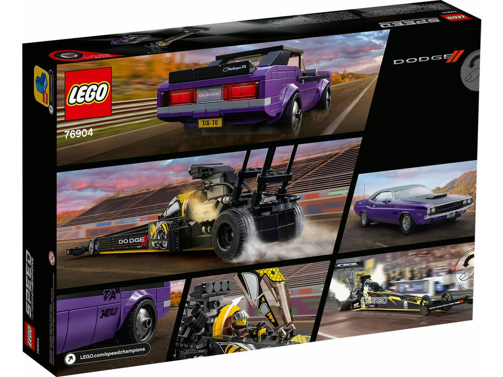 Lego Speed Champions Dragster Mopar Dodge//SRT Top Fuel et Dodge Challenger T/A 1970 76904