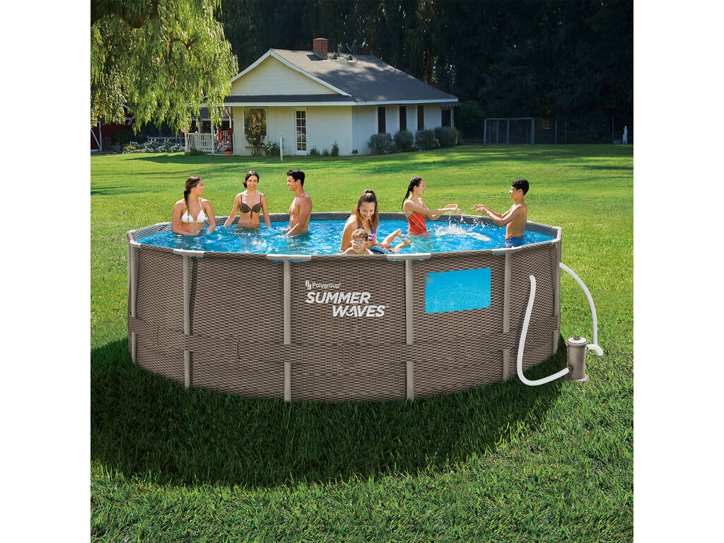 Piscine Hors-Sol Elite Frame Summer Waves de 457x122 cm avec Épurateur Polygroup P8Q01548BOE