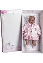Bambola Sara neonata Neretta 50 cm. Vestito rosa e cappotto Berbesa 5205N