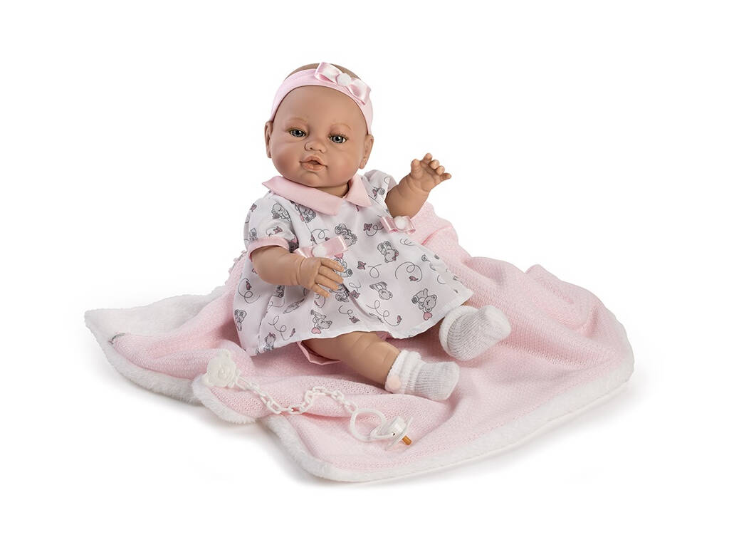 Poupée nouveau-né 42 cm. Robe rose avec couverture Berbesa 5120