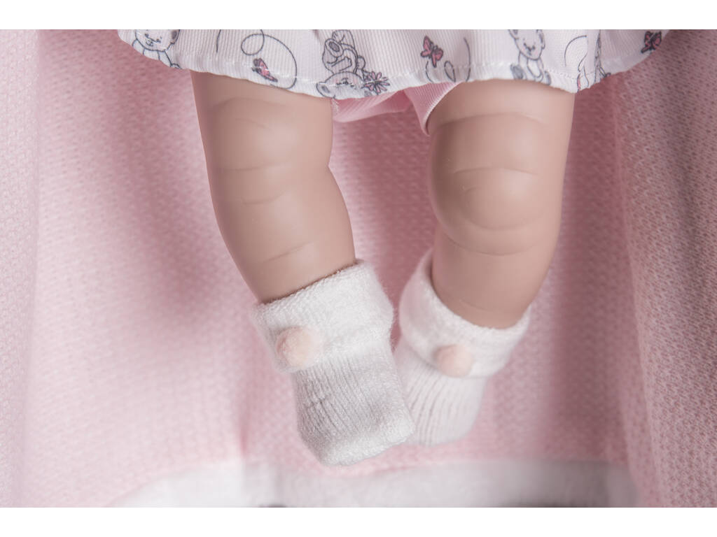 Poupée nouveau-né 42 cm. Robe rose avec couverture Berbesa 5120