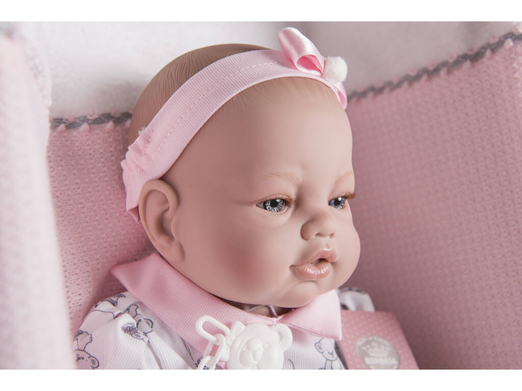 Poupée nouveau-né 42 cm. Robe rose avec couverture Berbesa 5120
