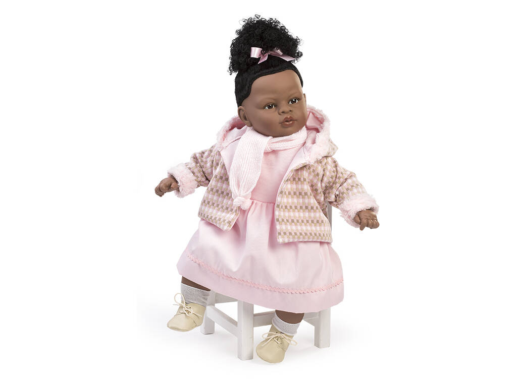 Poupée Mulata Baby Dulzona 62 cm. Llorona habillée en rose Berbesa 8048