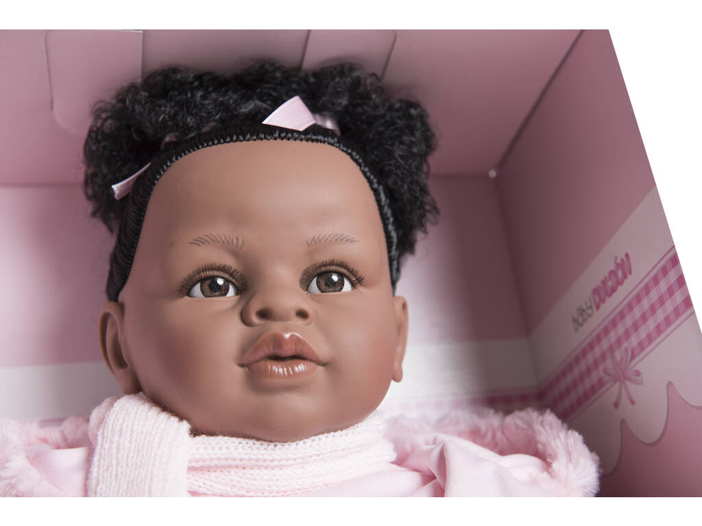 Poupée Mulata Baby Dulzona 62 cm. Llorona habillée en rose Berbesa 8048