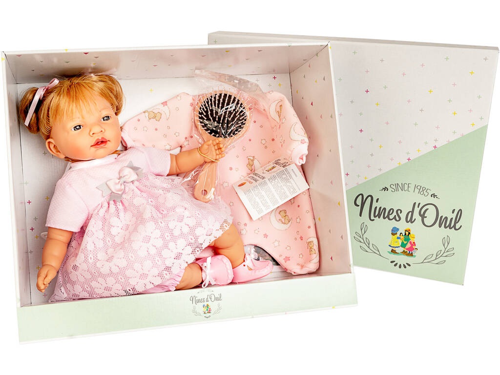Bambola Nines Trecce Bionda 40 cm. Rose Set Nines D'Onil 5122