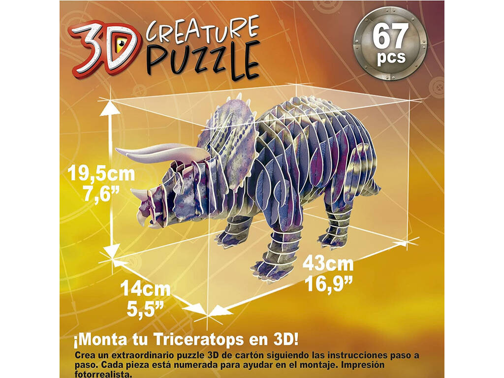 Triceratops Casse-tête créature 3D Educa 19183