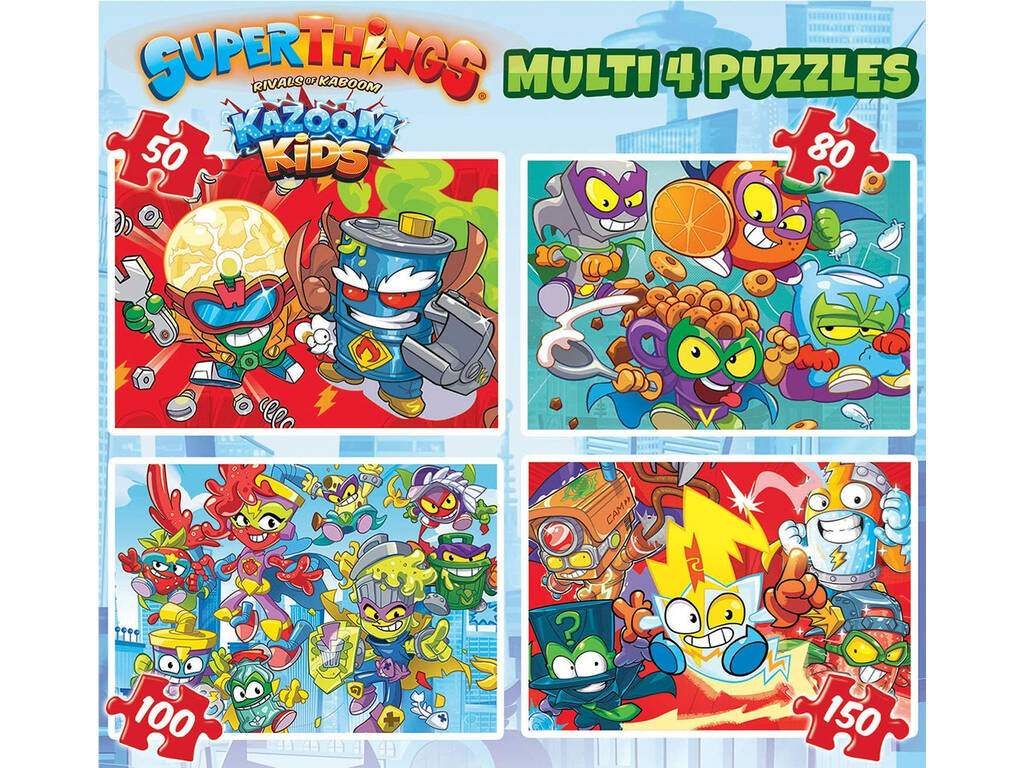 Quebra-Cabeça Multi 4 Superthings (50-80-100-150) Educa 19206