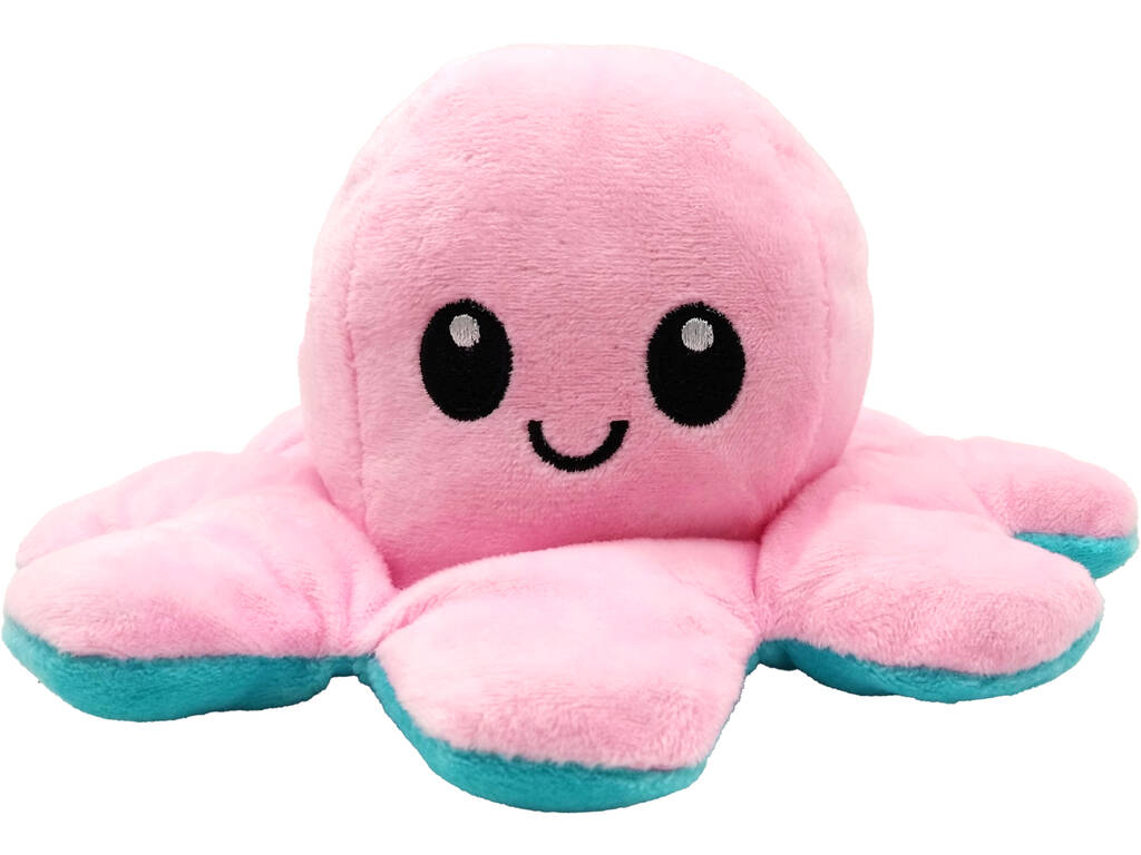 Peluche Polpo Reversibile Stato D'animo 20 cm. Rosa Azzurro