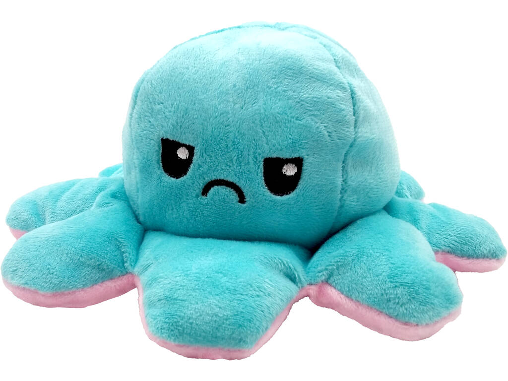 Peluche Polpo Reversibile Stato D'animo 20 cm. Rosa Azzurro