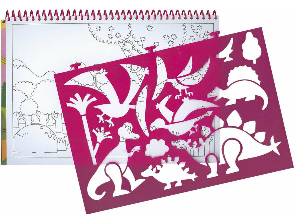 Colorier et apprendre à dessiner avec les pochoirs dinosaures Susaeta S3396002