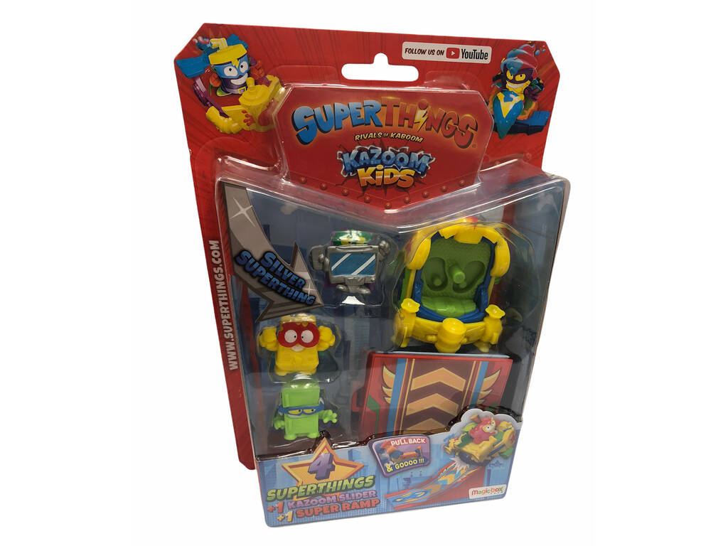 Superthings Kazoom Kids Blister 4 Figuras Kazoom, Sliders e Rampa Magic Box PST8B416IN00