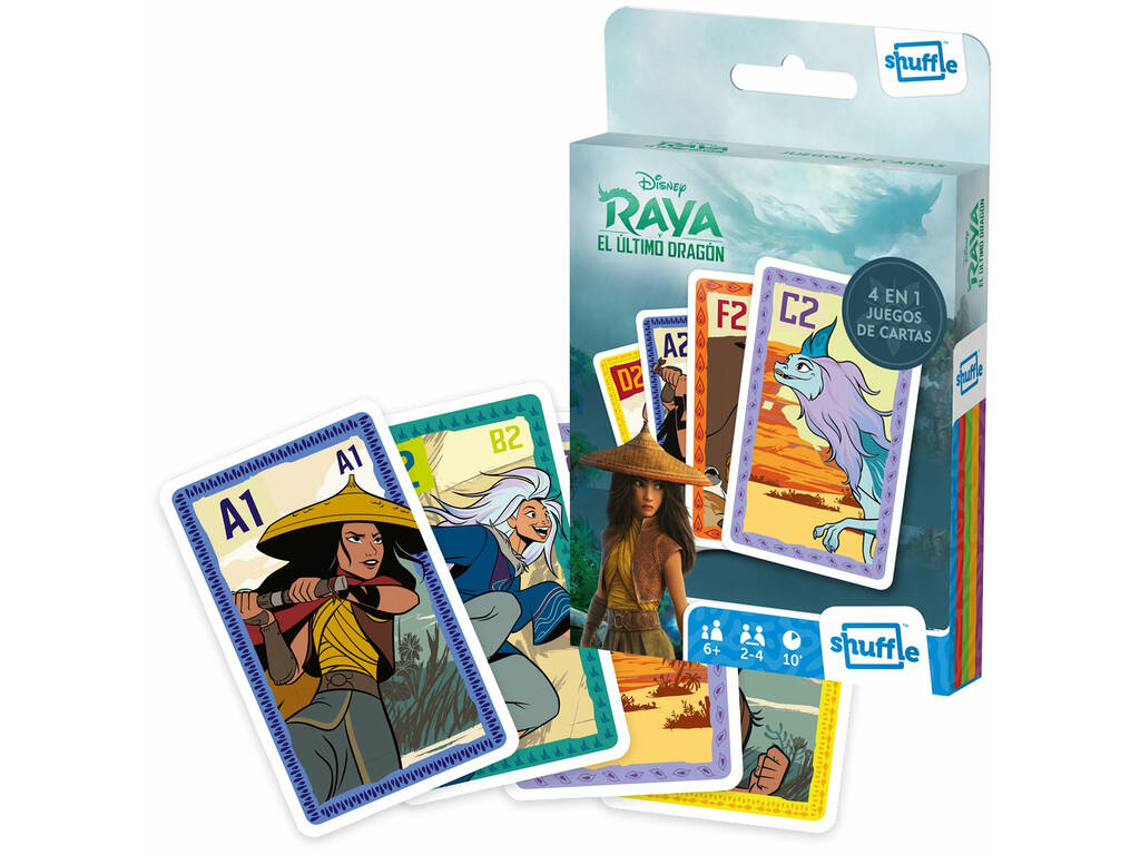 Baraja Infantil Shuffle 4 en 1 Raya y El Ultimo Dragón Fournier 10025069
