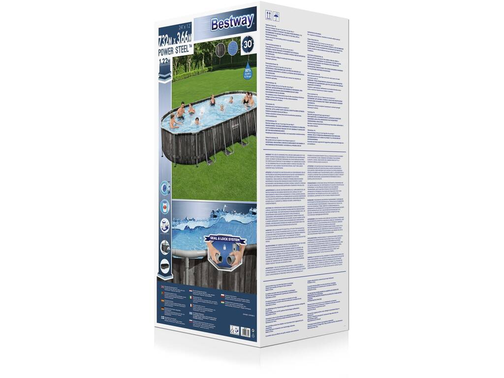 Piscine Hors Sol Ovale Power Steel Imitation Bois 732 X 366 X 122 cm Bestway 5611T