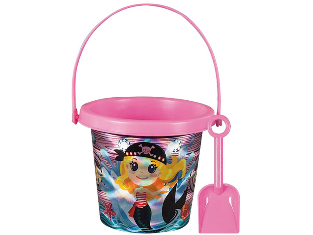 Set secchiello da spiaggia pirata lucido 15 cm. con pala Aremar 6644