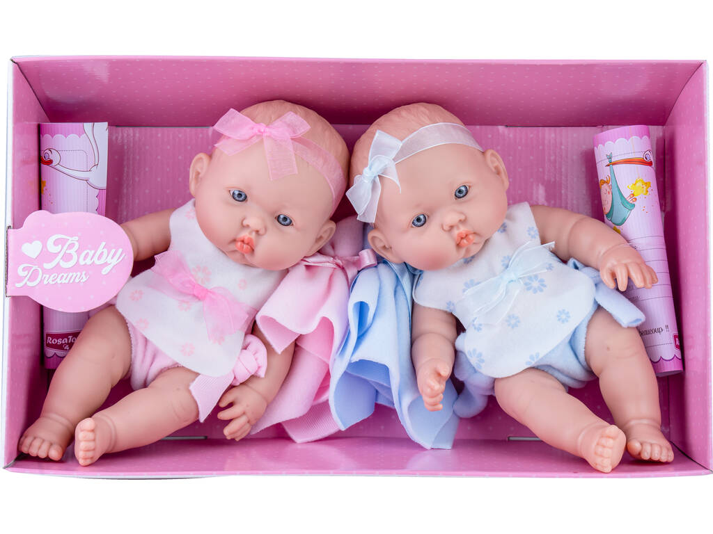 Pack 2 Jumeaux 30 cm. Robes rose et bleue Cucosito 3119
