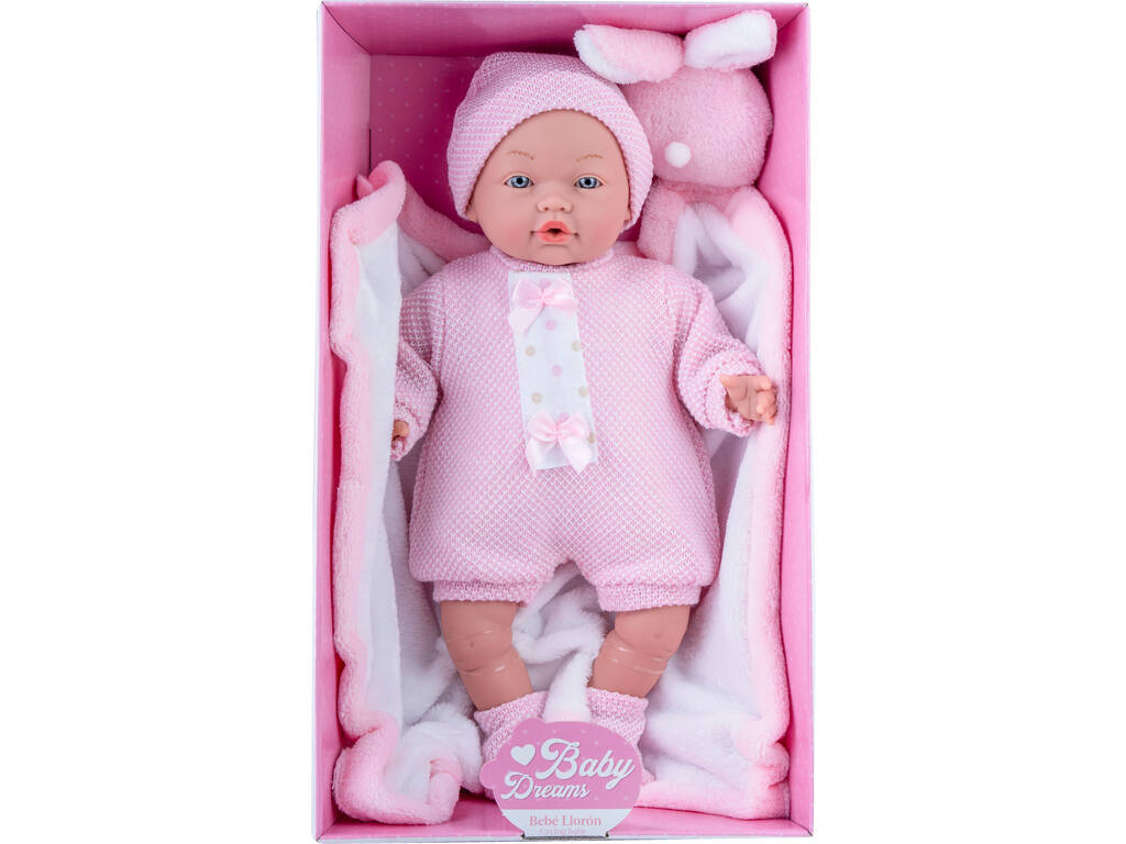 Poupée 40 cm Pleureuse avec Couverture Lapin Cucosito 3716