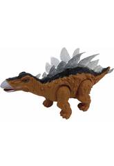 Dinosaure marron à pied avec lumière et son