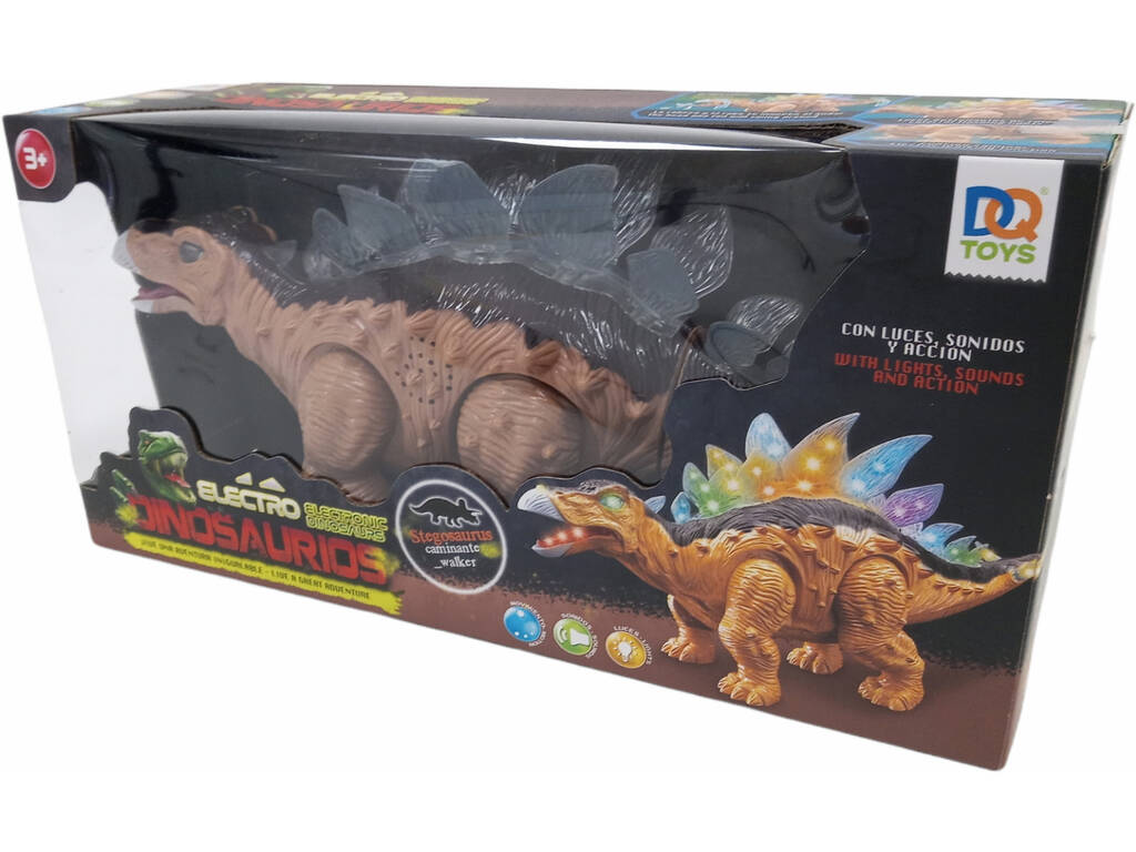 Dinosauro marrone chiaro Camminatore con luce e suoni