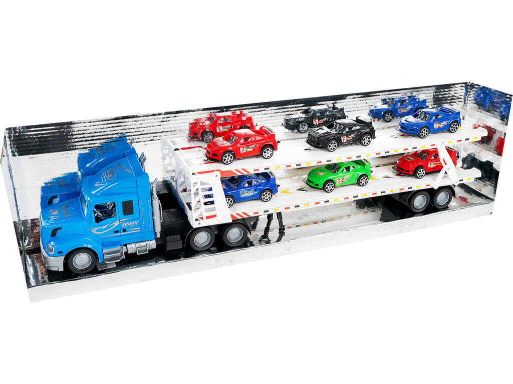 Transporteur de voitures bleu 6 voitures