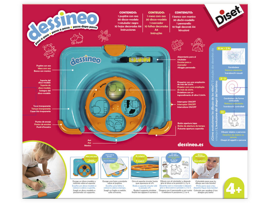 Dessineo Apprendre à dessiner étape par étape Diset 61018