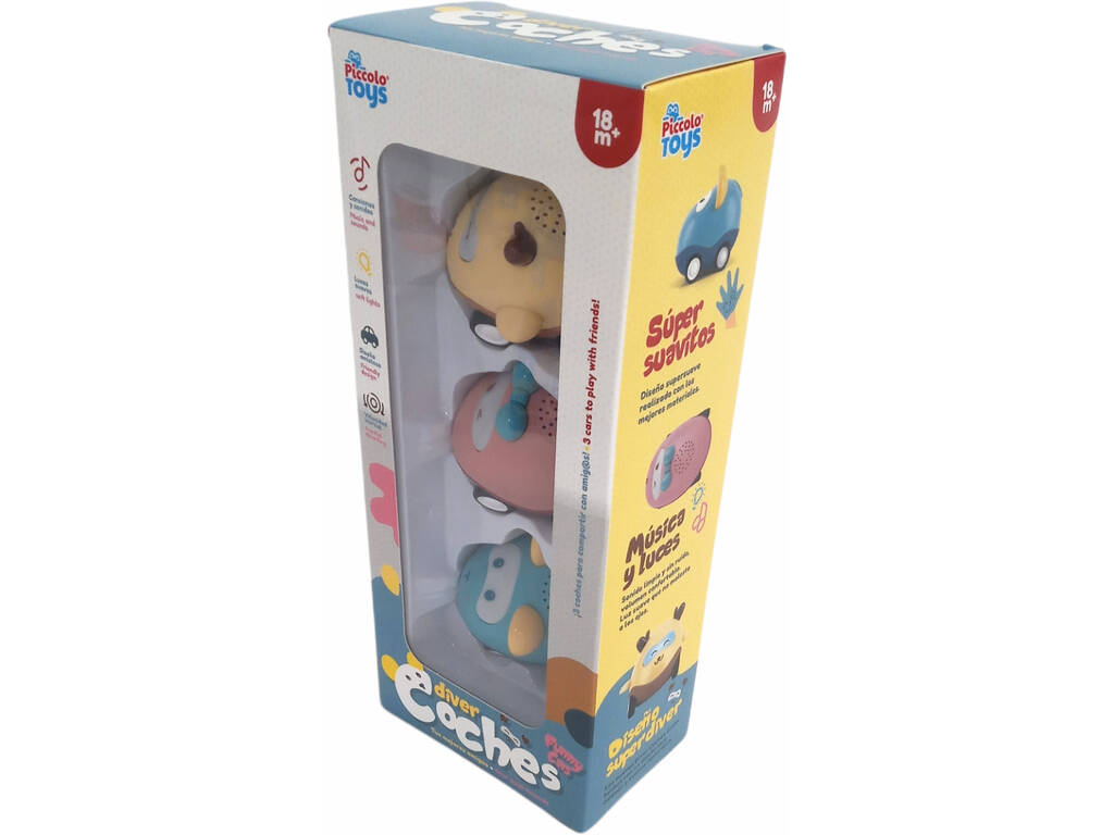 Pack 3 auto di animali per bambini con luci e suoni