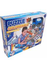 Puzzle da colorare Polizia con veicolo a frizione
