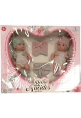 Set di 2 Bambole Bebè Sorelline 20 cm.