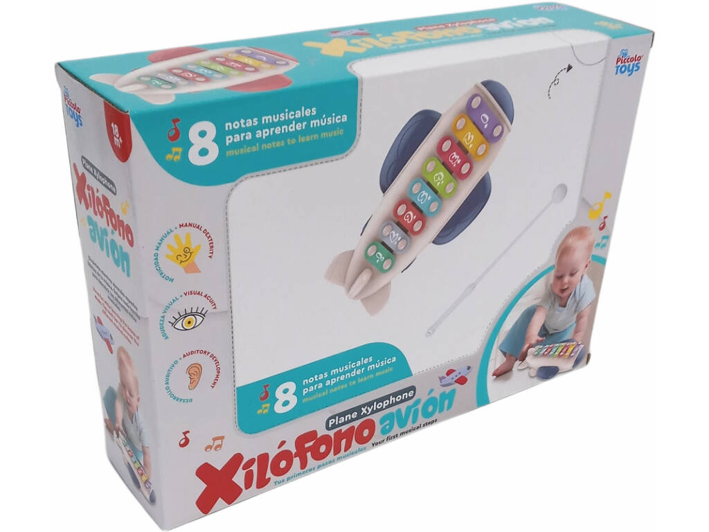Xylophone Musical Airplane 8 Keys Blue