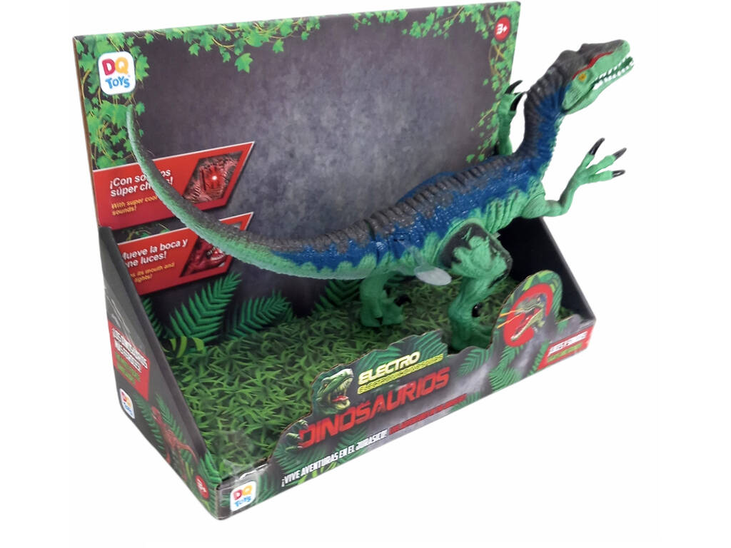 Dinosauro elettronico Velociraptor verde con luce e suoni