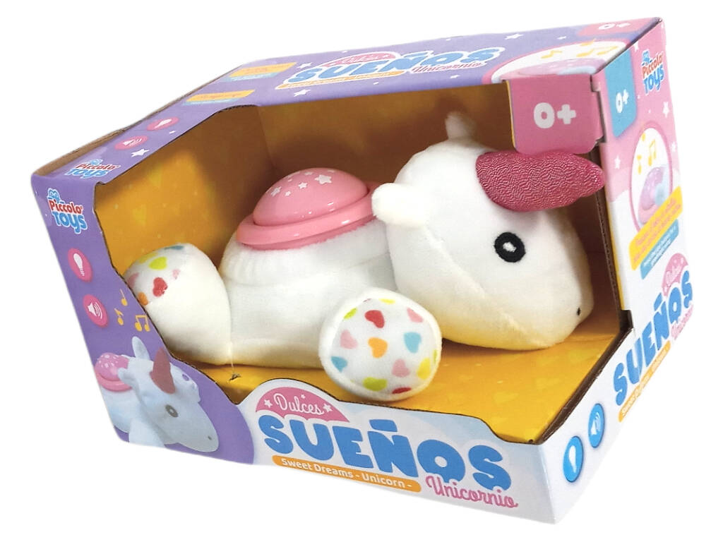 Licorne en peluche 20 cm. Bonne nuit avec des lumières et des sons