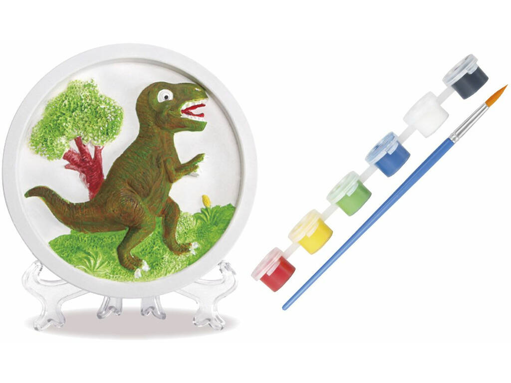 Plat en plâtre coloré Dinosaures