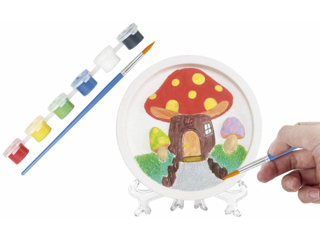 Plateau de la Maison des champignons en plâtre coloré