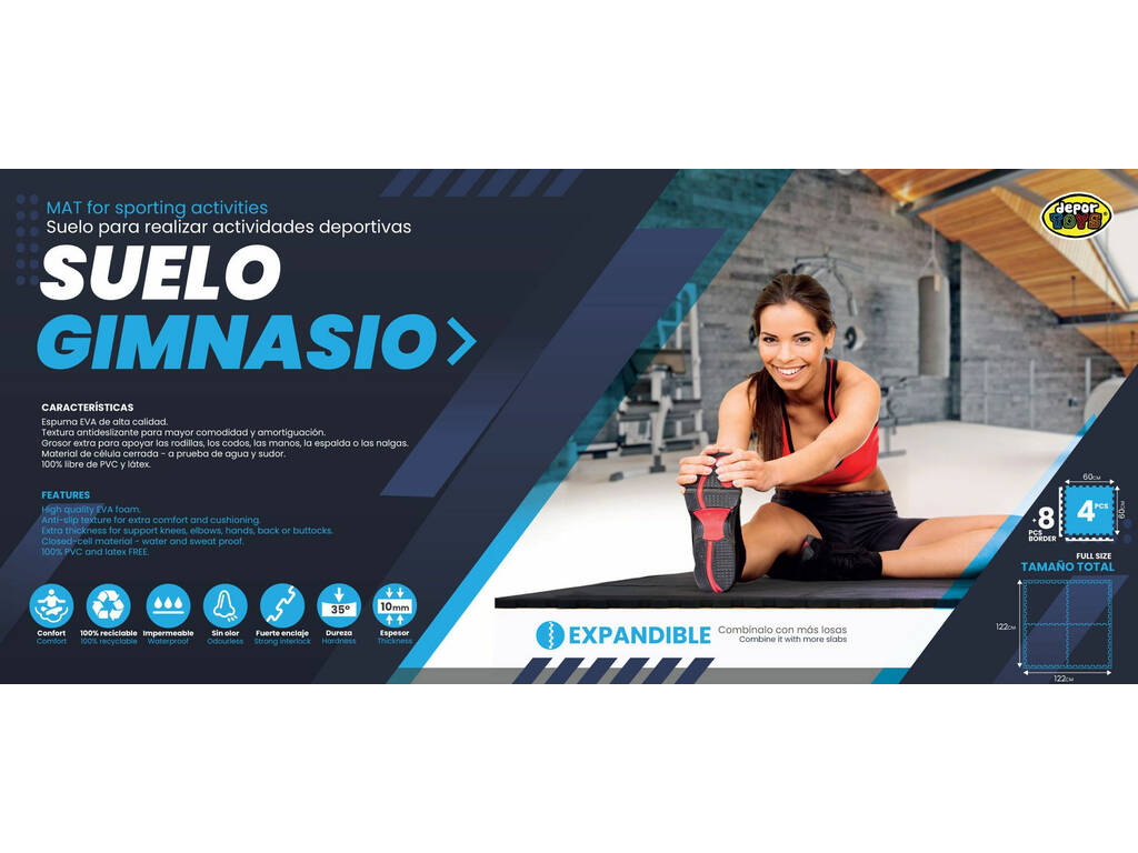 Set 4 pezzi pavimento Palestra 620x620x10 mm. Colore Nero Durezza 35°.