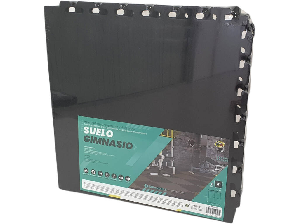Set 4 pezzi pavimento della palestra 515X515X10 mm. Colore Nero Durezza 80°.