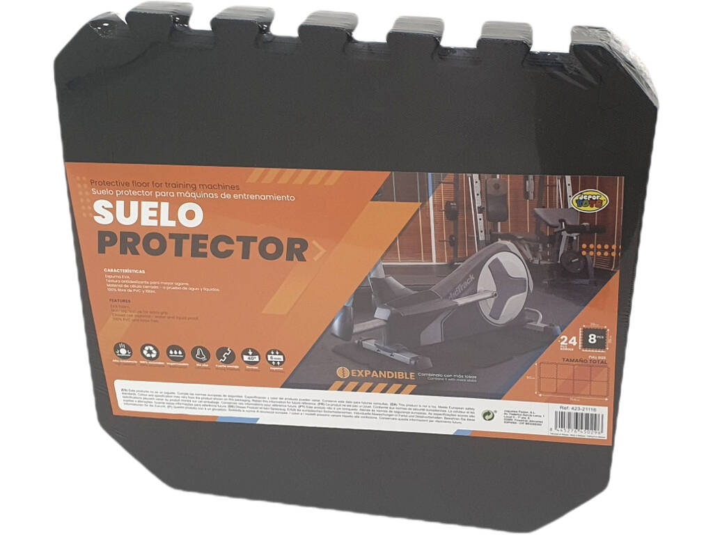 Jeu de 8 carreaux de sol de protection 390x390x6 mm. Dureté 40°.