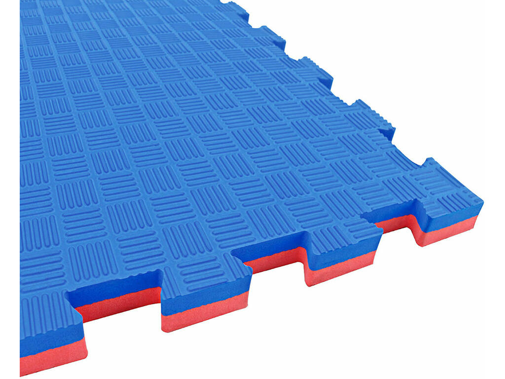 Carreau de sol Taekwondo 102x102x2,5 cm Rouge et Bleu Dureté 40°.
