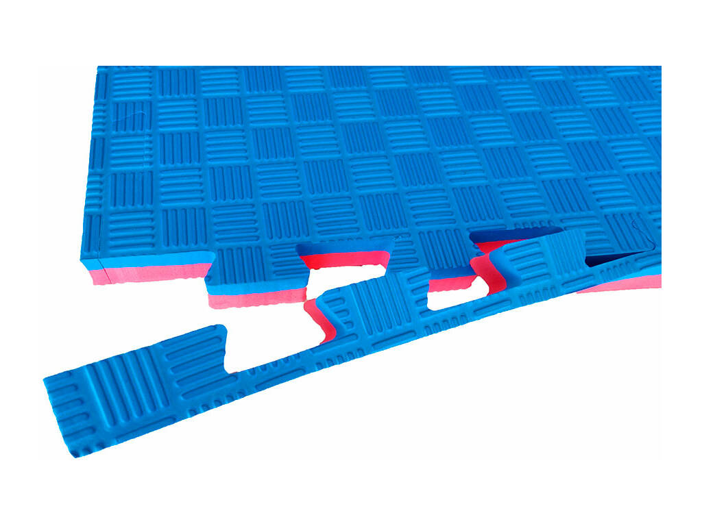 Carreau de sol Taekwondo 102x102x2,5 cm Rouge et Bleu Dureté 40°.