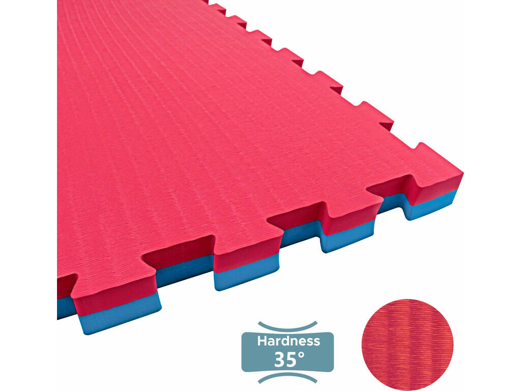Carreau de sol pour judo 102x102x4 cm Rouge Bleu Dureté 40°.