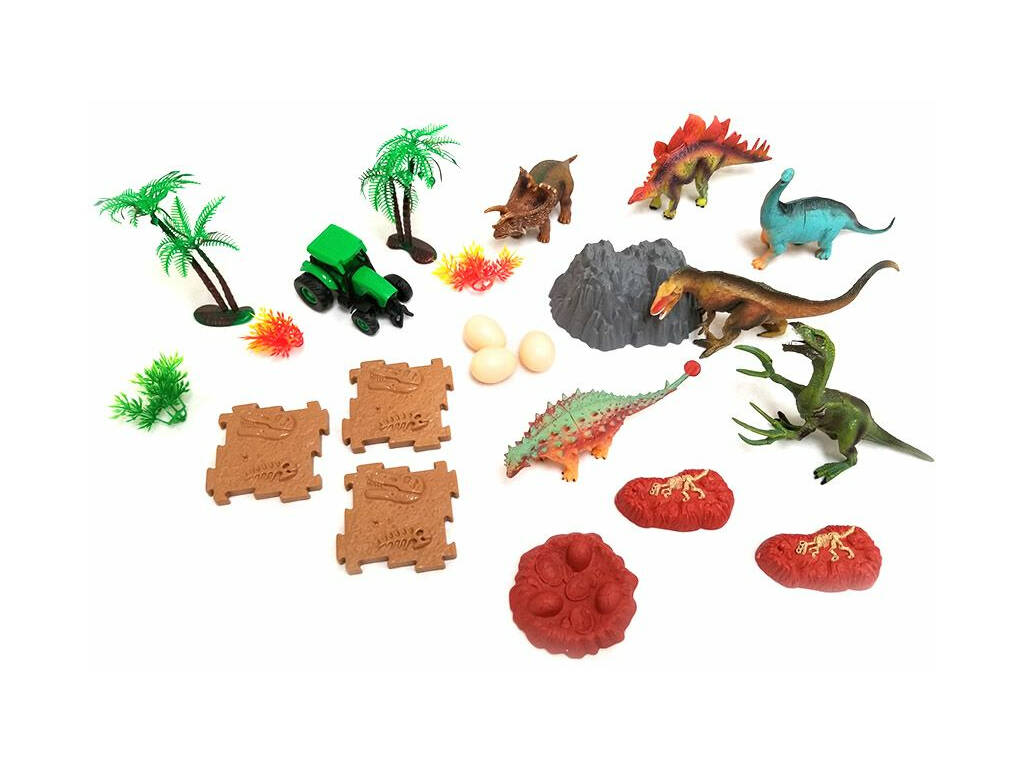 Set Dinocampo 80x70 cm. avec Dinosaures et Accessoires