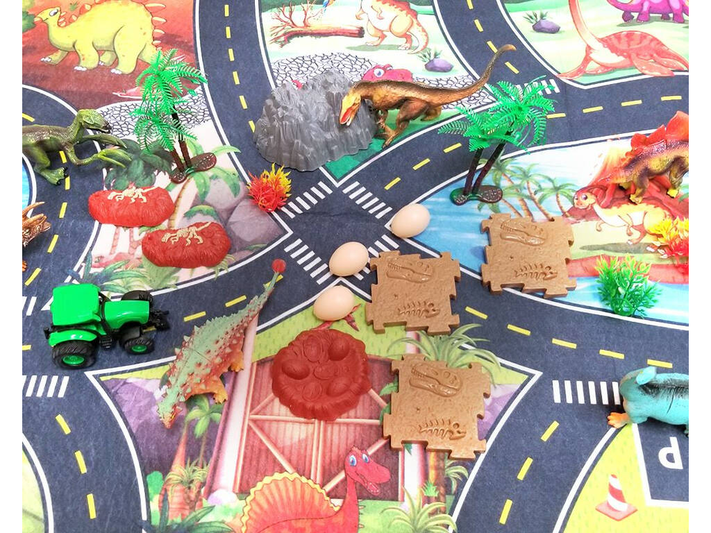 Set Dinocampo 80x70 cm. avec Dinosaures et Accessoires